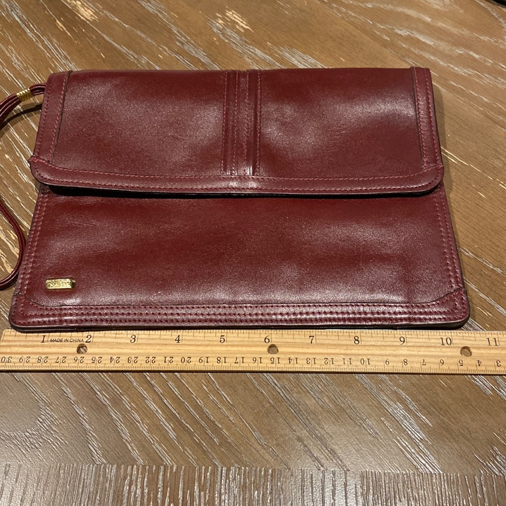 Philippe Oversized wristlet. Chocolate color with red under tone. - Picture 3 of 13